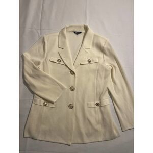 Misook Women's Beige Gold Button Front Blazer Jacket Size PXL